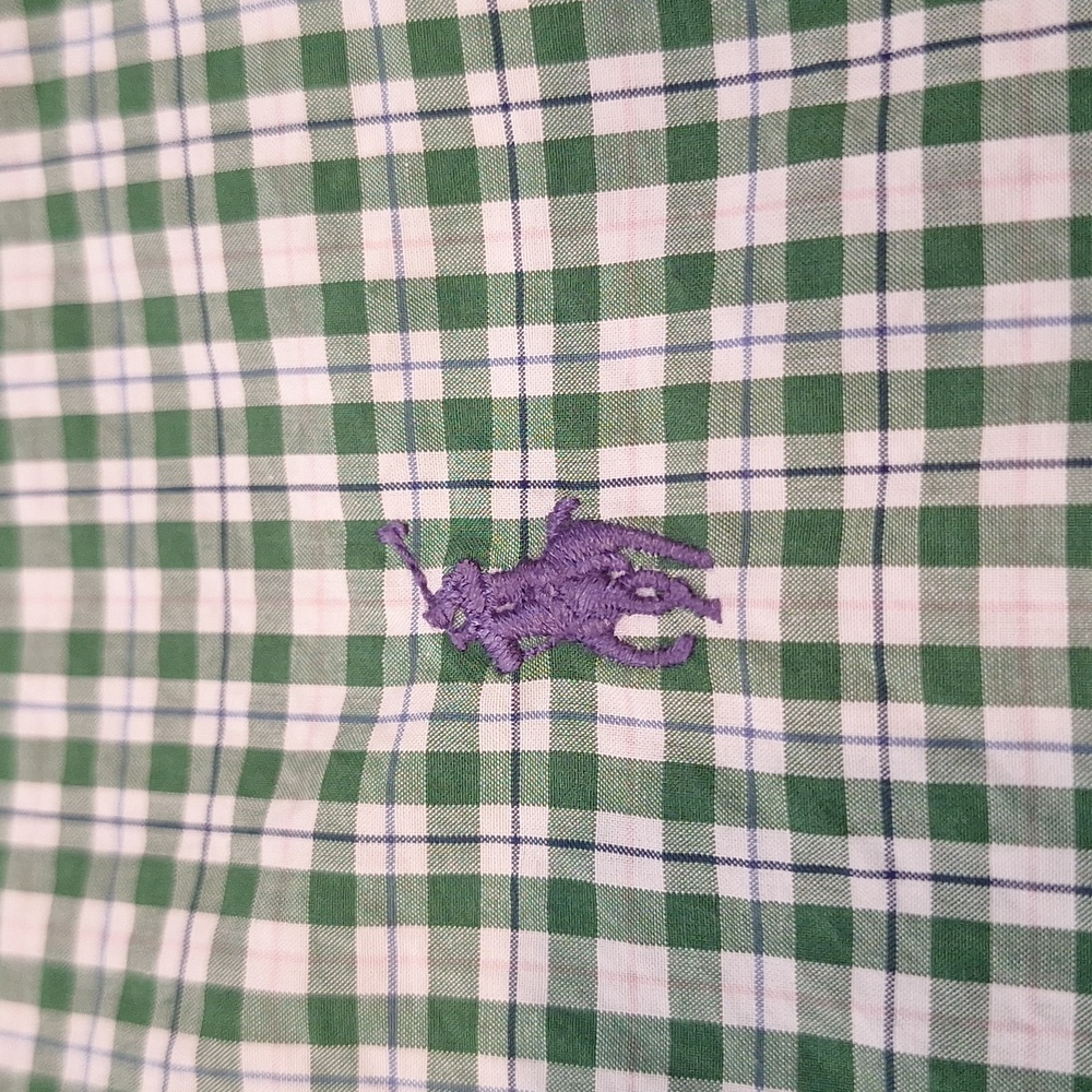 Polo Ralph Lauren Green Plaid Purple Pony Men's Longsleeve Button Down Shirt Sm - Picture 4 of 7